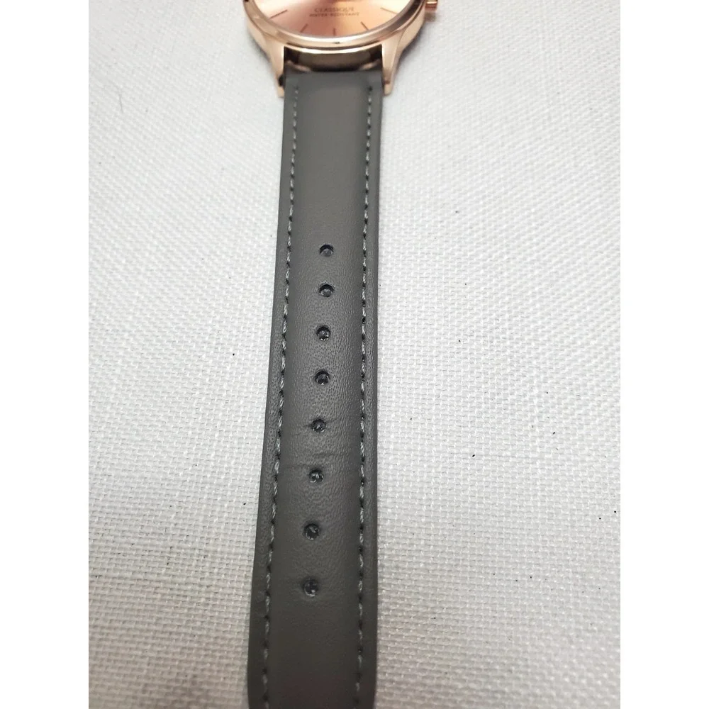 Monroe Maestro Classique Women's Watch Sunburst‎ Rose Gold Gray Genuine Leather